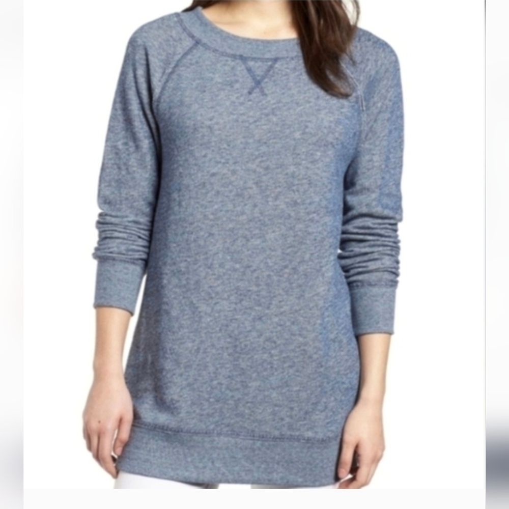 Minimalist Comfy Tunic Sweatshirt Blue Cozy Crewneck Casual Caslon